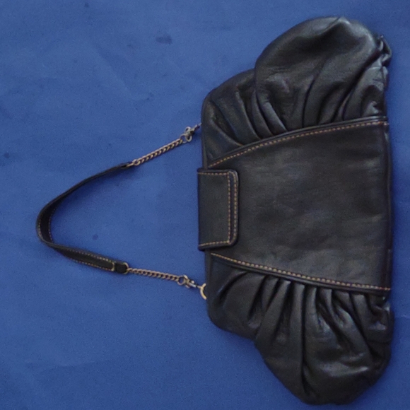 Kate Landry like new black  Leather Hobo Bag with gold clasp closure - Picture 7 of 9